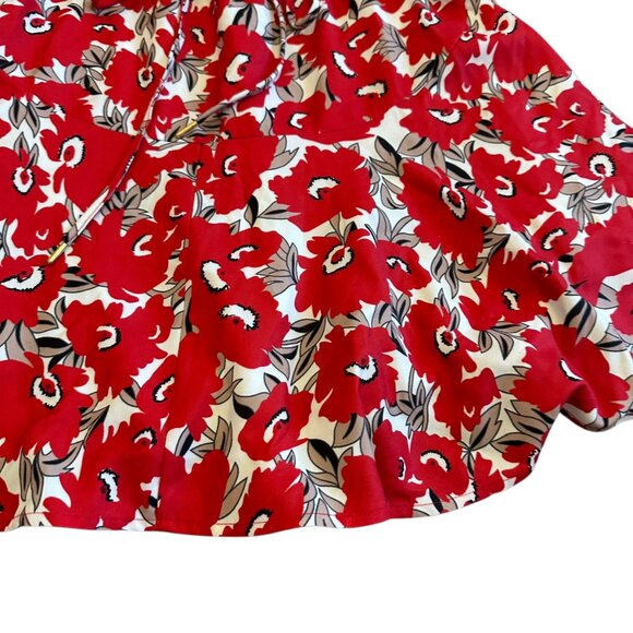 Grace Willow Floral Print Strapless Dress Mini Date Night Flowy Red White Sz 4 - Picture 5 of 13